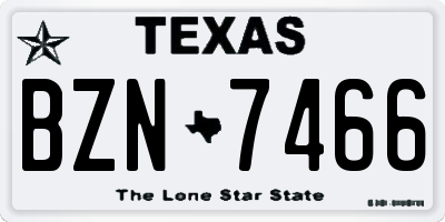 TX license plate BZN7466