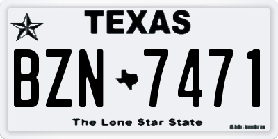 TX license plate BZN7471