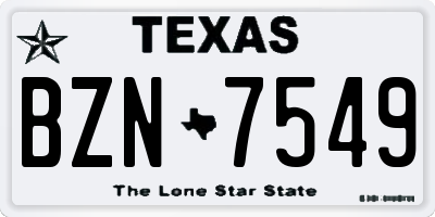 TX license plate BZN7549