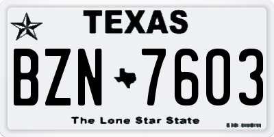 TX license plate BZN7603