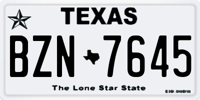 TX license plate BZN7645