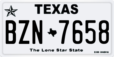 TX license plate BZN7658