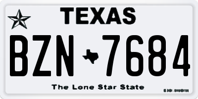 TX license plate BZN7684