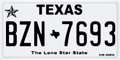 TX license plate BZN7693