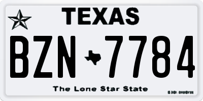 TX license plate BZN7784
