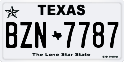 TX license plate BZN7787