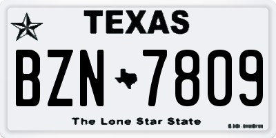 TX license plate BZN7809
