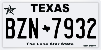 TX license plate BZN7932