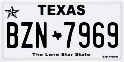 TX license plate BZN7969