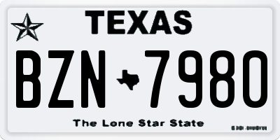 TX license plate BZN7980