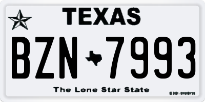 TX license plate BZN7993