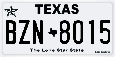 TX license plate BZN8015