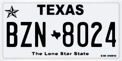 TX license plate BZN8024