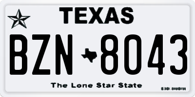 TX license plate BZN8043