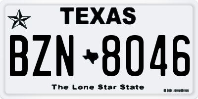 TX license plate BZN8046