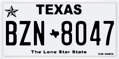 TX license plate BZN8047