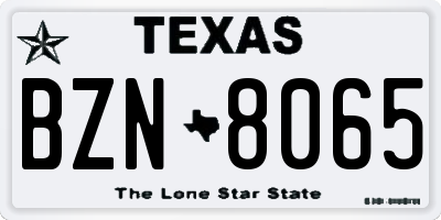 TX license plate BZN8065