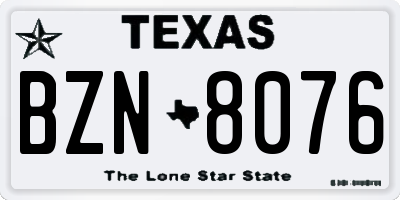 TX license plate BZN8076