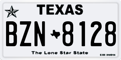 TX license plate BZN8128