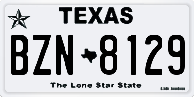 TX license plate BZN8129