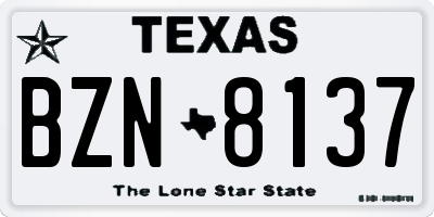 TX license plate BZN8137