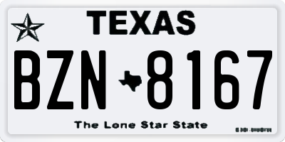 TX license plate BZN8167