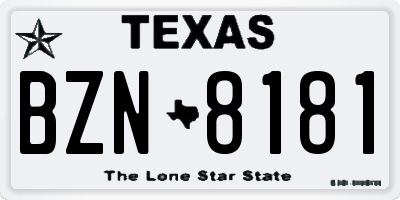 TX license plate BZN8181