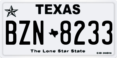 TX license plate BZN8233