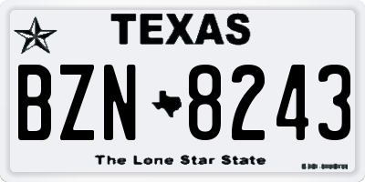 TX license plate BZN8243