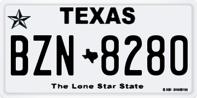TX license plate BZN8280