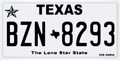 TX license plate BZN8293