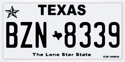 TX license plate BZN8339
