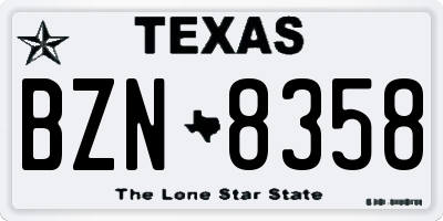 TX license plate BZN8358