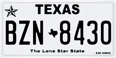 TX license plate BZN8430