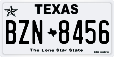 TX license plate BZN8456
