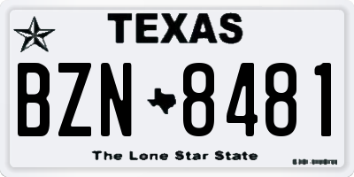 TX license plate BZN8481