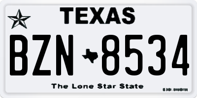 TX license plate BZN8534