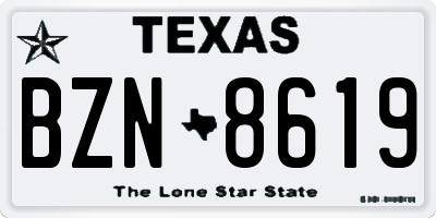 TX license plate BZN8619
