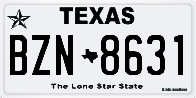 TX license plate BZN8631