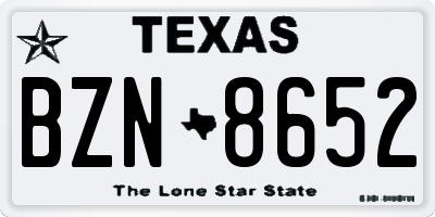 TX license plate BZN8652