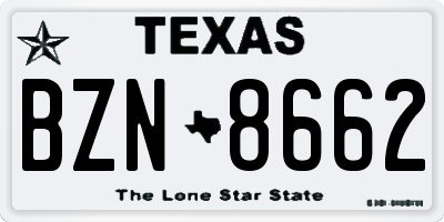 TX license plate BZN8662