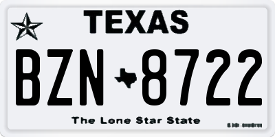 TX license plate BZN8722