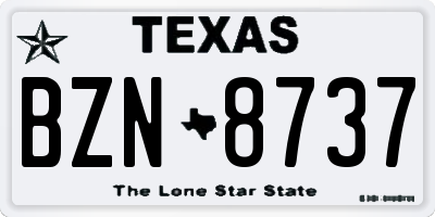TX license plate BZN8737