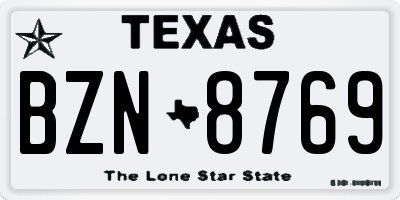 TX license plate BZN8769