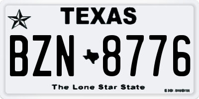 TX license plate BZN8776