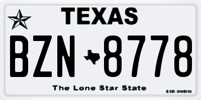 TX license plate BZN8778
