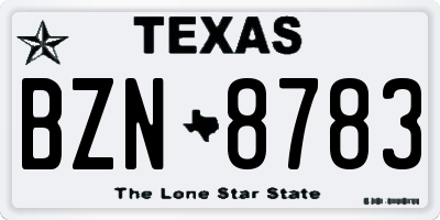 TX license plate BZN8783
