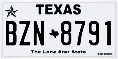 TX license plate BZN8791