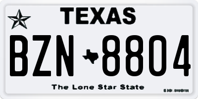TX license plate BZN8804