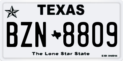 TX license plate BZN8809